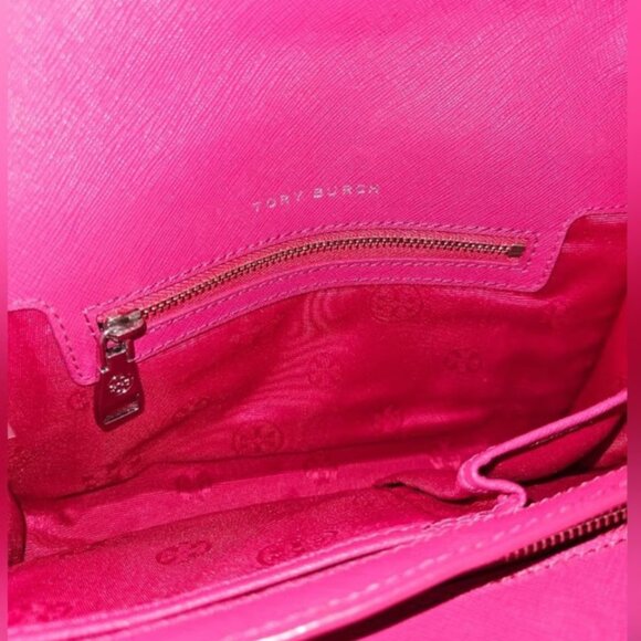 Tory Burch Emerson Combo Pink Saffiano Leather Crossbody Bag Fuchsia Hot Pink - Picture 5 of 13
